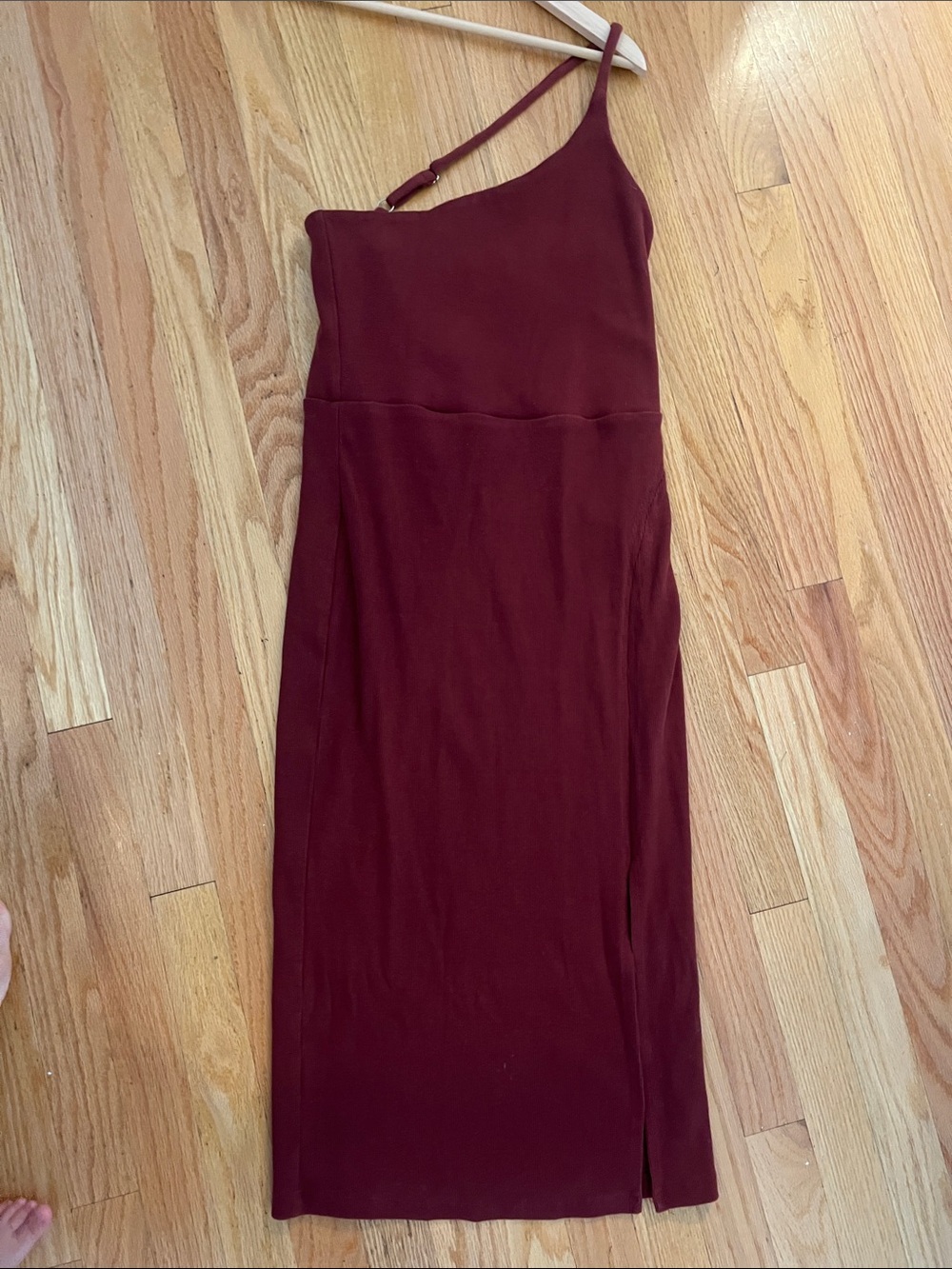 Anthropologie One-Shoulder Midi Dress in Wine